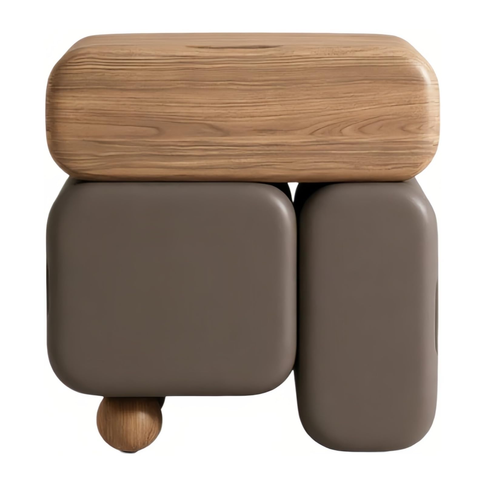 guiling-1986 Bedside Table Triple Drawer Nightstand with Integrated Handles Stack Design for Bedrooms Nightstand(Bruin,Small)