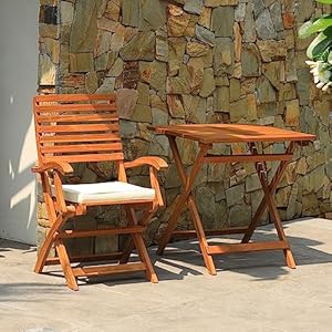 Idzo Heavy Duty Patio Bistro Armchairs Set of 2 for Outdoor with Legolas Bistro Dining Table, FSC Acacia Wood, Dinning Set for Romantic Couple