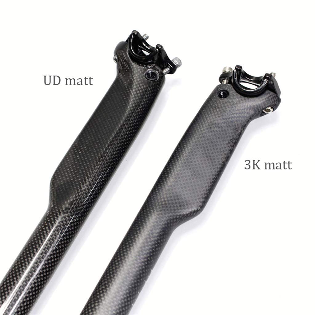 Tija Sillin Bicicleta Montaña 27.2 mm, 3K Fibra Carbono Ajustable Tija de Sillín Suspensión Trekking Unisex Adulto para MTB Road Bike BMX Componentes (Color : 3K, Size : 31.6/350mm)