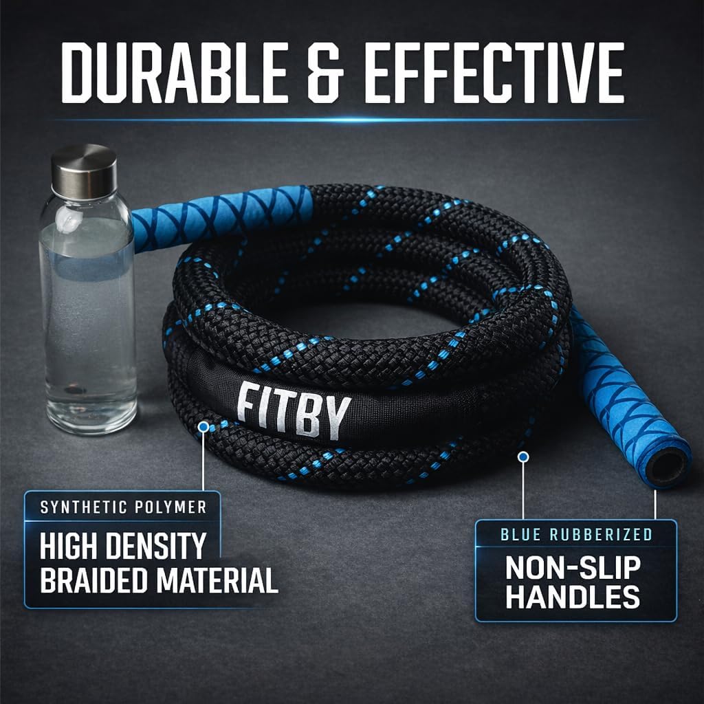 Weighted Jump Rope - 2.9lbs, 9.9 Feet Long Jump Ropes for Fitness, Home Workout Rope, Skipping Rope for Exercise, Total Body Workout Equipment, Durable Jumping Rope by Fitby image 4