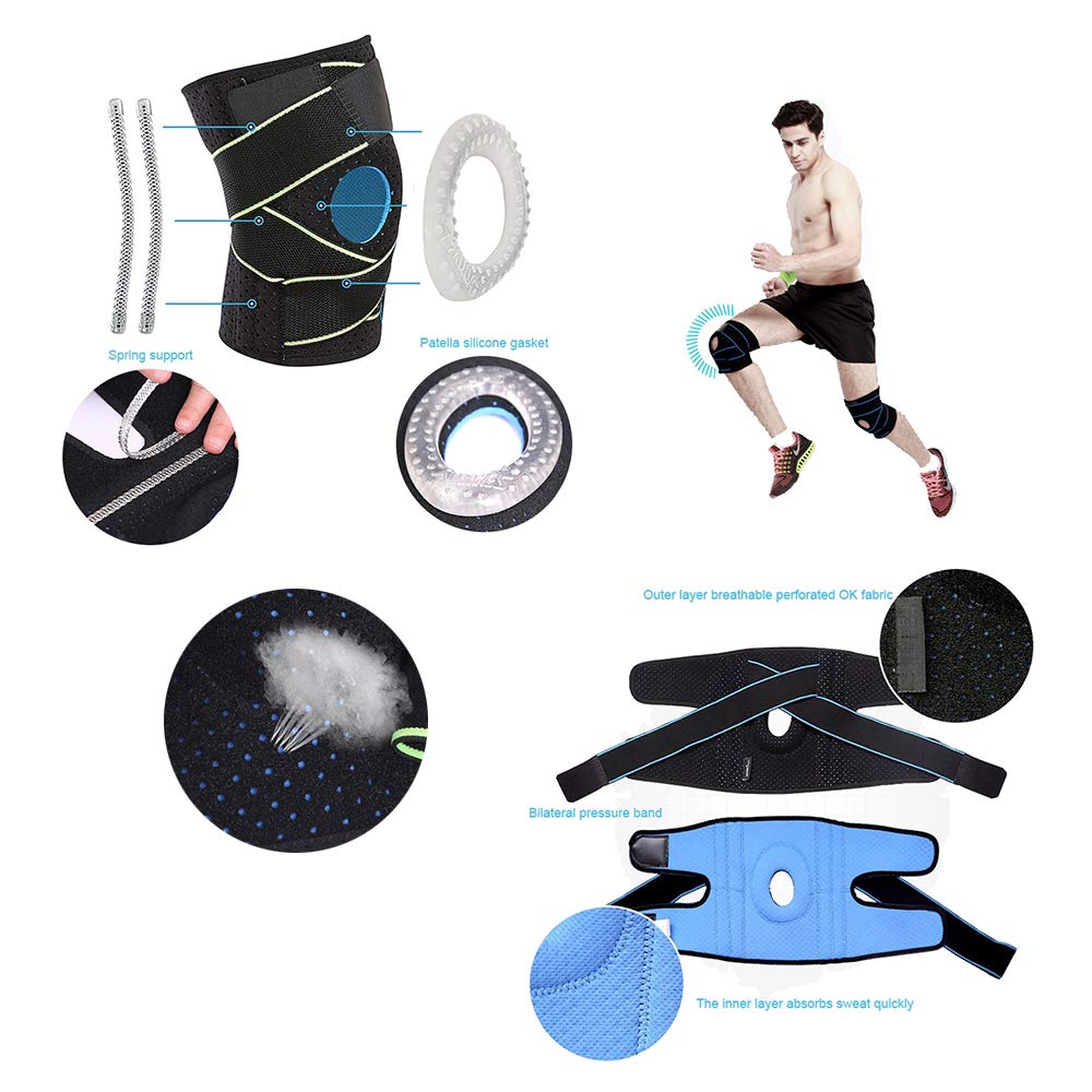 Fay Bless Knee Braces for Knee Pain for Men & Women with Elastic Strap for Running, Hiking, Arthritis, ACL, Meniscus Tear, Sports (1 PCS?Blue)