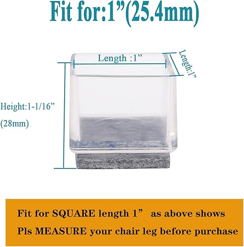 Miniatura 9 de Furnigear - Protectores de piso para patas de sillas con almohadillas de fieltro de lana para muebles, de silicona, cuadrados
