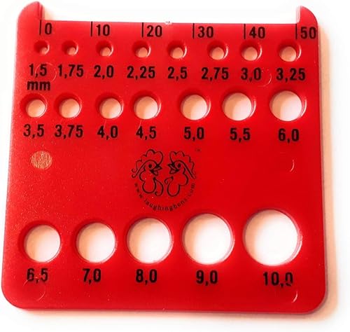 Miniatura 3 de addi Nuevas agujas de tejer circulares ergonómicas (también conocidas como Rocket 2 Squared) con cordón rojo y calibre de aguja, 20 pulgadas (19.7