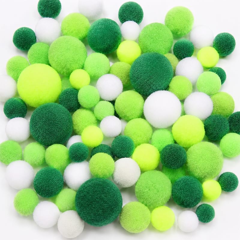 Pom Poms Balls 120 Pcs Mixed Mini Craft Ornament Accessories (Christmas)