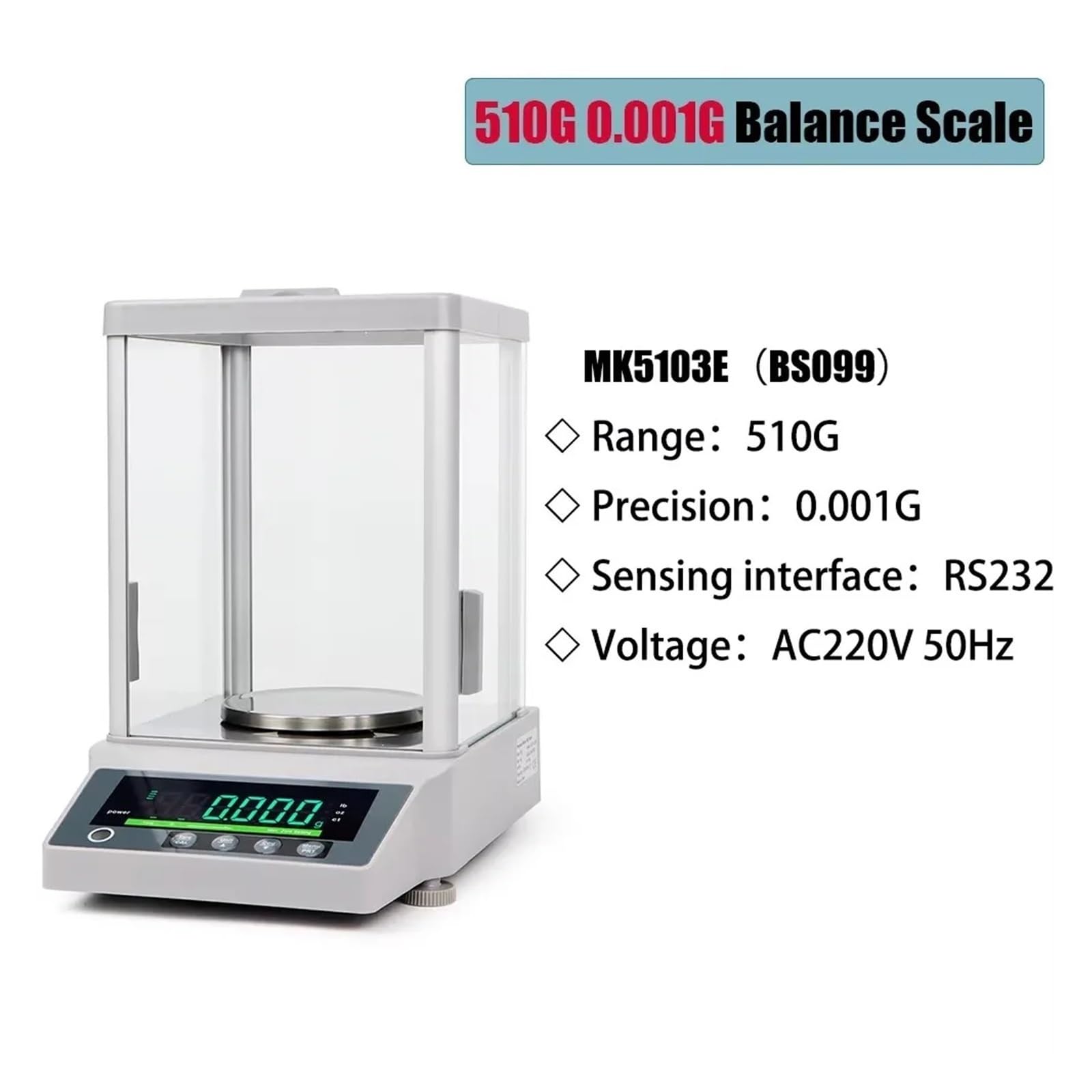 Básculas digitales de laboratorio, Balanza analítica digital de precisión, microbalanza electrónica de laboratorio, rango de 310 g/510 g, resolución de 0,001 g(510G 0.001G)