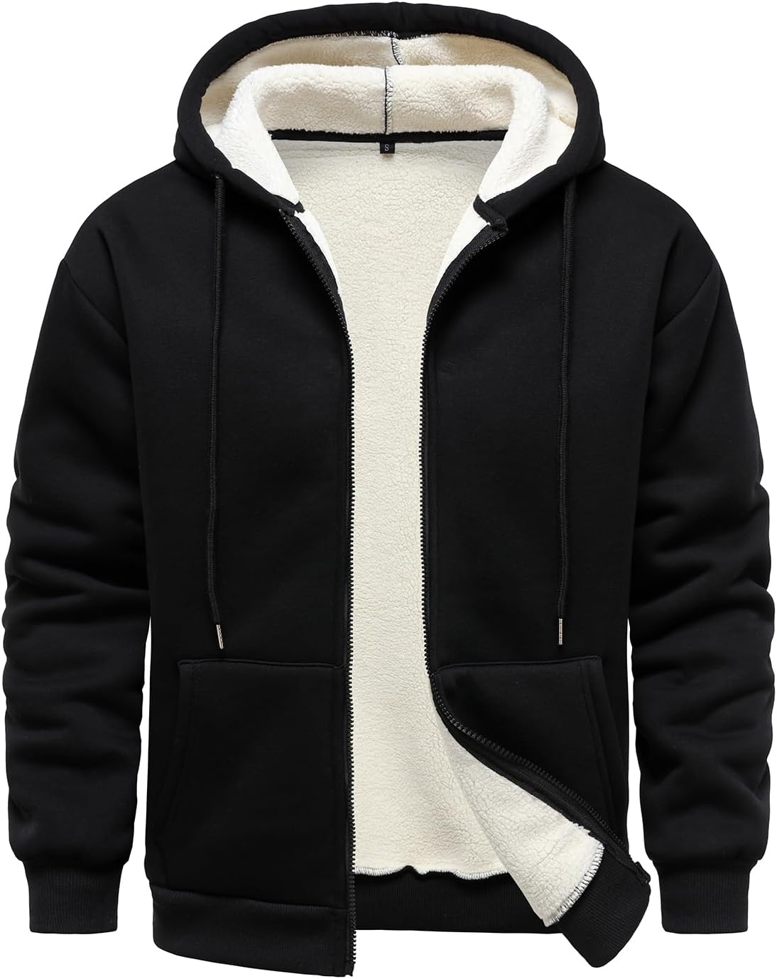 HOOD CREW Men’s Zip Up Hoodie Thicken Sweatshirts Winter Fleece Sherpa Lined Warm Hooded Jacket Coats
