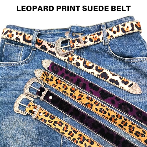 Unique Pattern Belt Stylish Leopards Velvets Waist Belt Jeans Decorative Punk Waistband For Stylish Outfit2