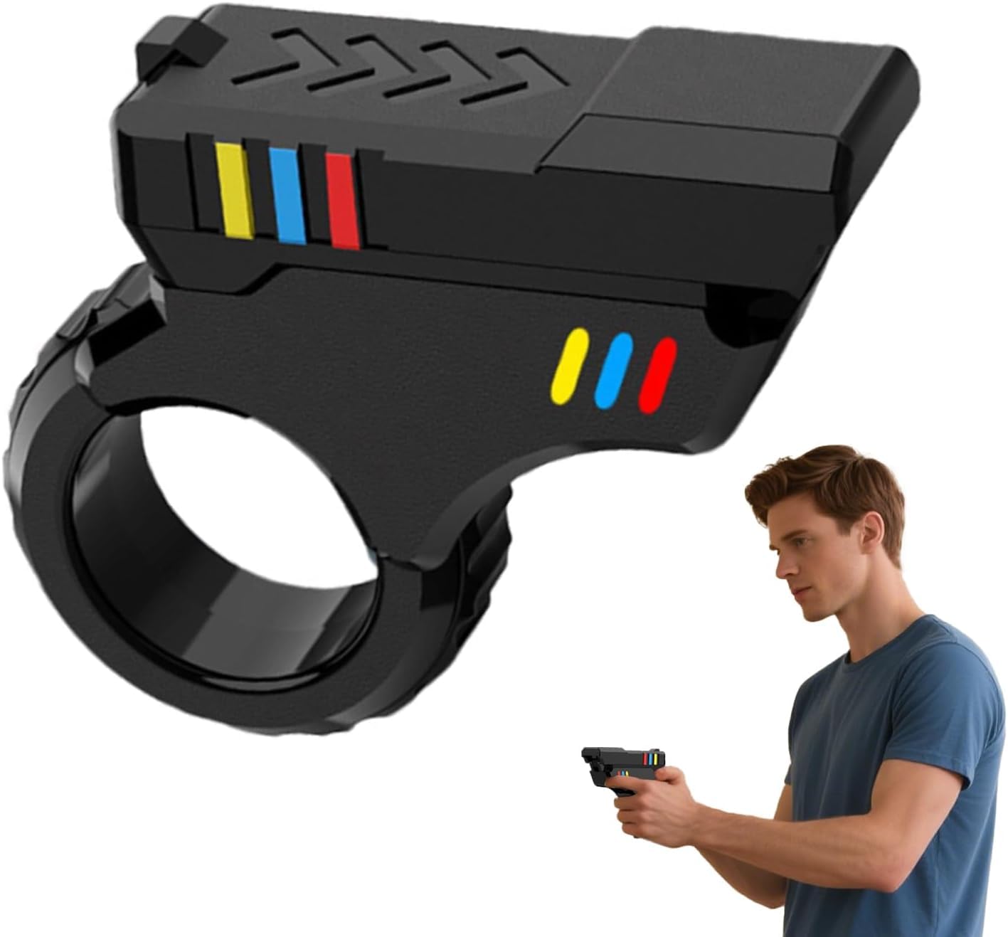 3D Fidget Spinner Slider Toy, EDC Finger Ring Pad Clicer Pistol Hand Roller Desk Sensory Play Toy Adult Toys Stainless Steel, Cool Toys for Adults for Anxiety and Stress ADHD for Office Desk, Black-image-4