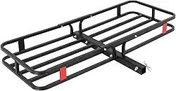 Transportador de carga de engate resistente de 226 kg para caminhões SUVs, rack de carga de aço não dobrável, revestido à prova de ferrugem para construção, acampamento - 133 x 19 x 6 polegadas, preto