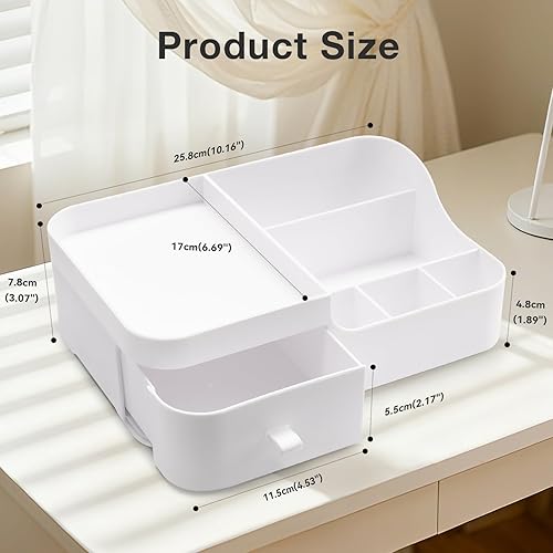 Miniatura 2 de Abiudeng Organizador de maquillaje para cosméticos con cajones, organizador de cuidado de la piel para baño para lápices labiales, joyas, cuidado de