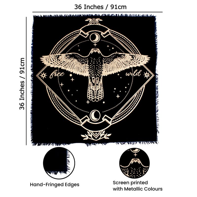 OCTAZI Altar Table Cloth Tarot Cards Bandana Tablecloth Wiccan Altar Tools Napkins Witchcraft Supplies Square Witch Pagan Spiritual Celestial Deck Witchy Spell Cotton Sacred Alter Cloth With Fringes - Image 4