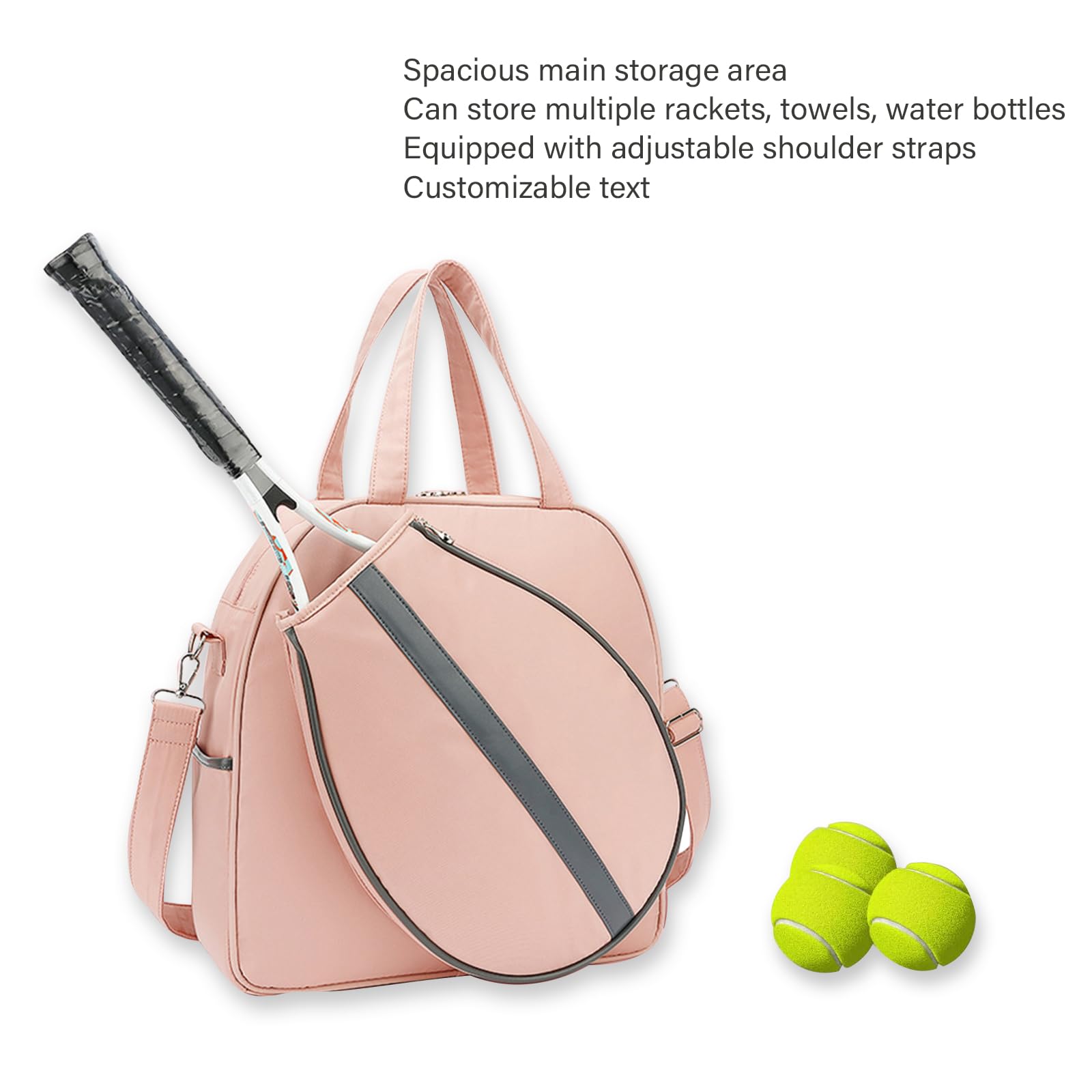 Bolsa de raqueta de tenis personalizada, bolsa deportiva impermeable para tenis, bádminton y pádel, bolsa de hombro de gran capacidad con correa ajustable, se adapta a múltiples raquetas y equipo