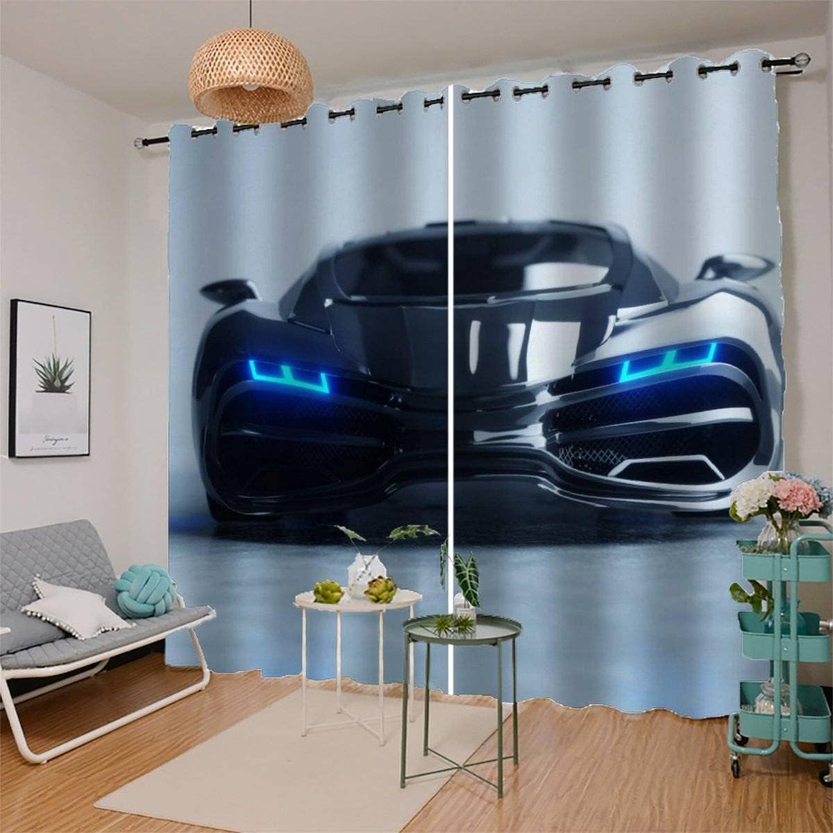 Gardinen Auto Verdunklungsvorhänge Wohnzimmer Schlafzimmer Kinderzimmer Mädchen Jungen 3D Polyester Sportwagen Vorhänge Ösen 150 x 166 BxH
