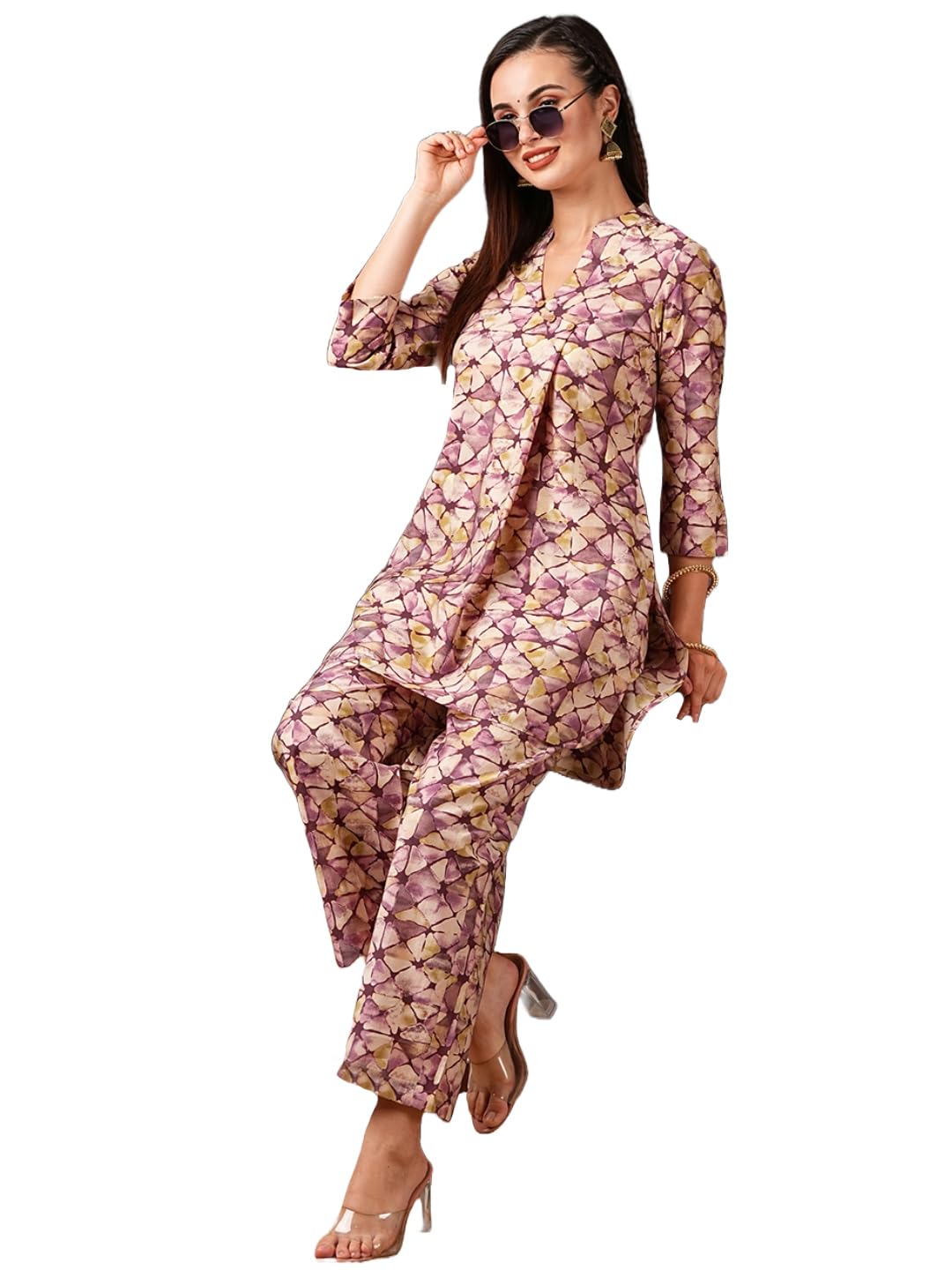 GoSriKi Women’s Cotton Blend Printed Ethnic Co-ord Set