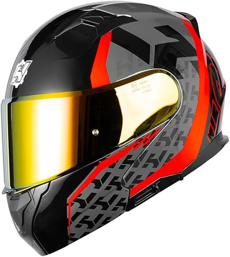 Miniatura 2 de HAX Amatista - Casco modular de motocicleta con doble visera, aprobado por DOTECE, ligero, cómodo y elegante para hombres y mujeres (rojo viento M)