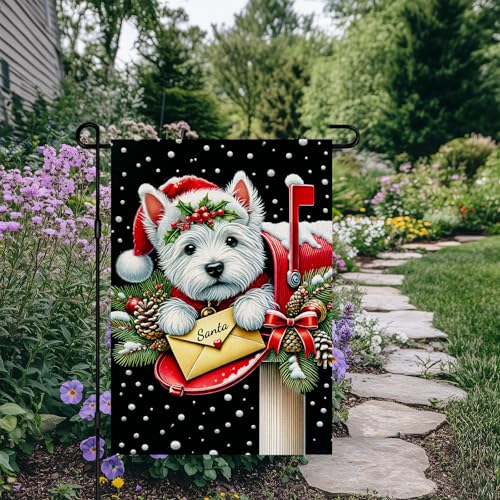 Image of BlissYard Christmas Westie Dog Garden Flag 12x18 Inch Polyester