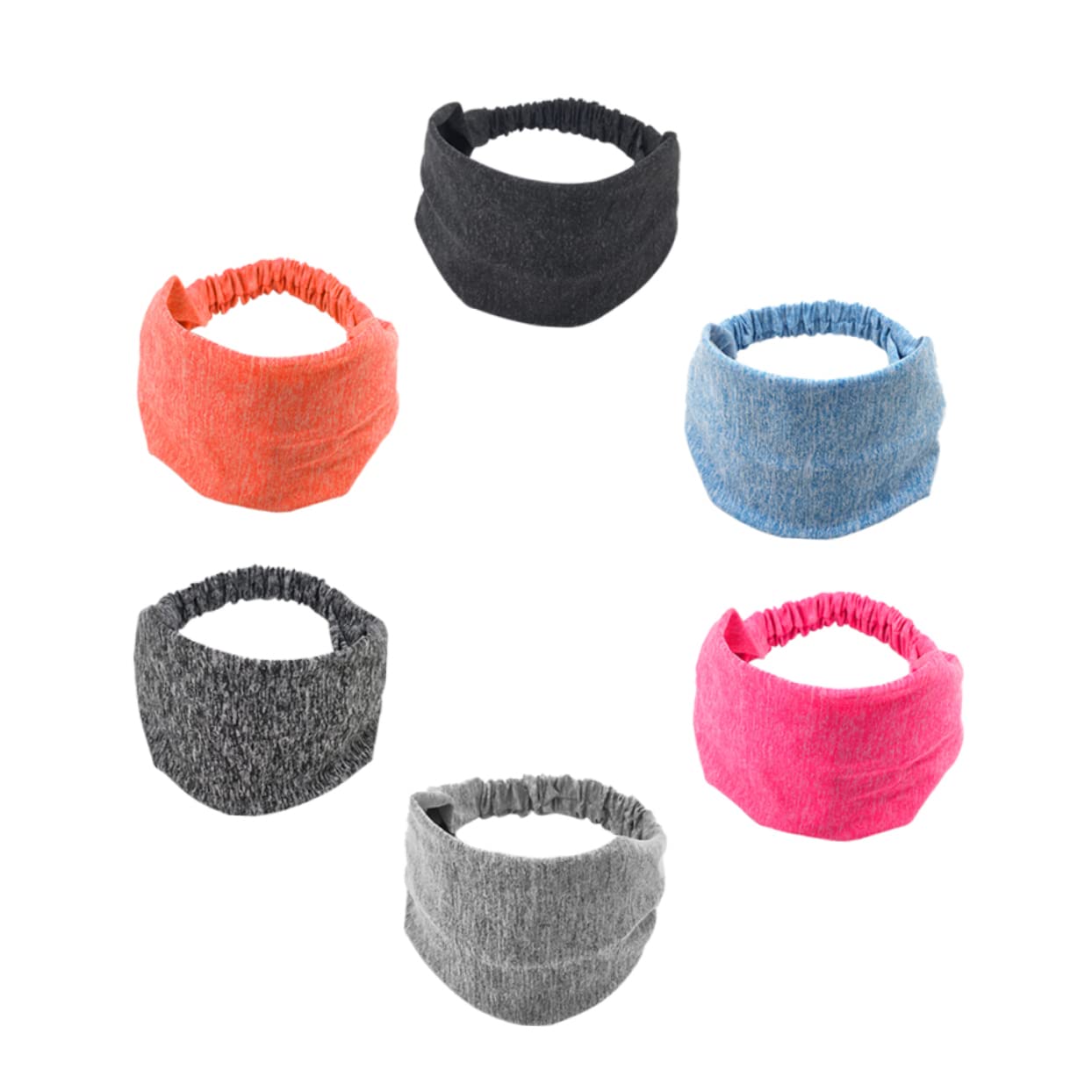 Beaupretty 12pièces Bandeau Large Anti-dérapant Pour Femmes Élastique Confortable Pour Yoga Course Et Activités Sportives Fluo Orange Argenté Bleu Foncé