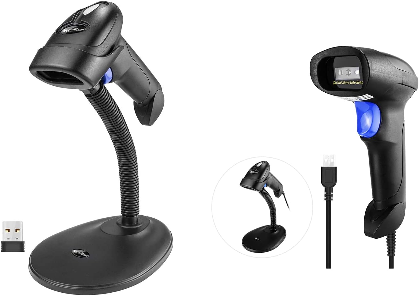 Wireless 1D 2D Barcode Scanner with Stand & USB 2D Barcode Reader Automatic QR Code Scanner Supports Screen Scan Handheld CMOS Image Bar Code Reader for Warehouse POS and Computer