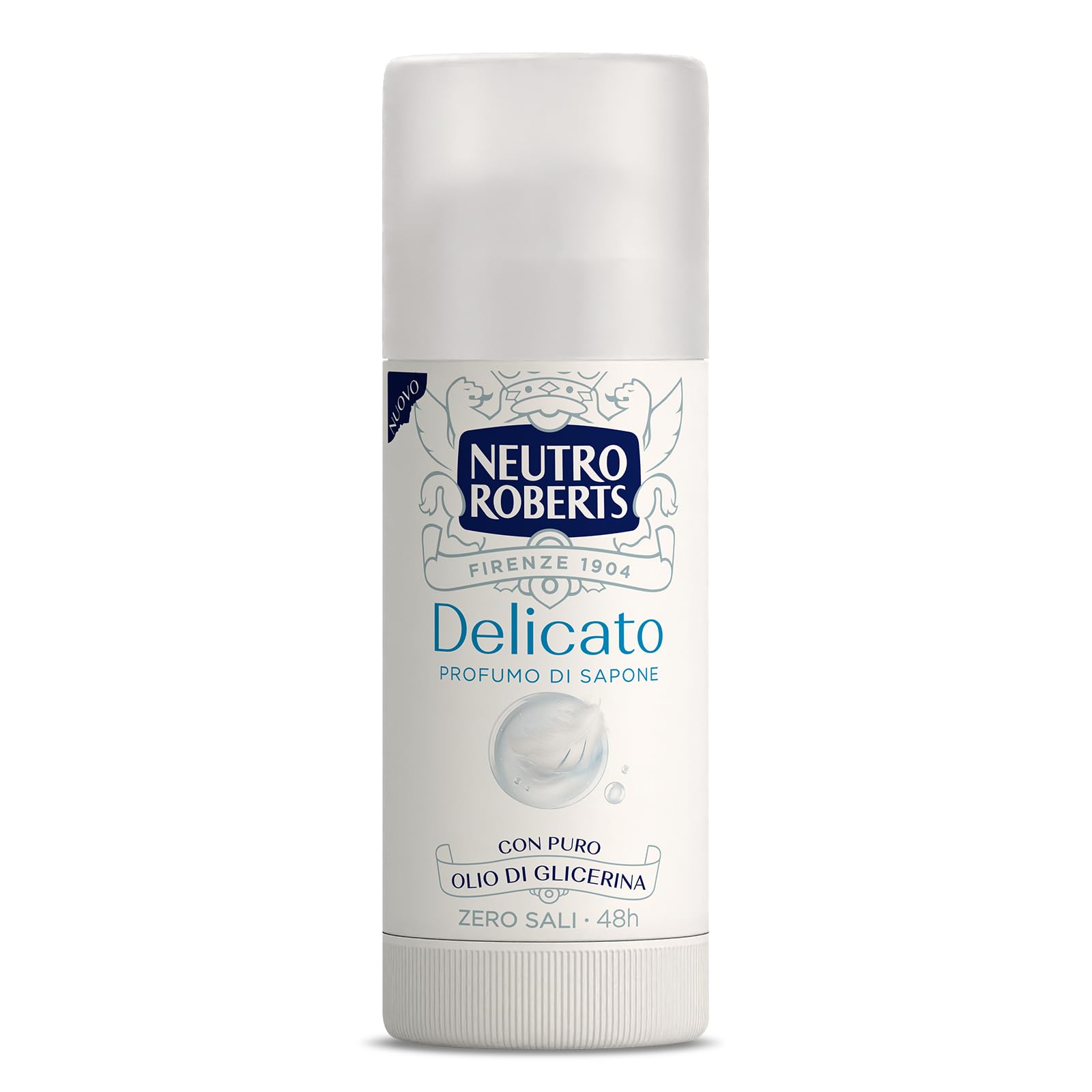 Neutro Roberts, Deo Delicato Stick, extra sanfter Schutz, keine Aluminiumsalze, keine Flecken, mit reinem Glycerinöl, Deodorant für Damen und Herren, dermatologisch getestet, 40 ml, 48h