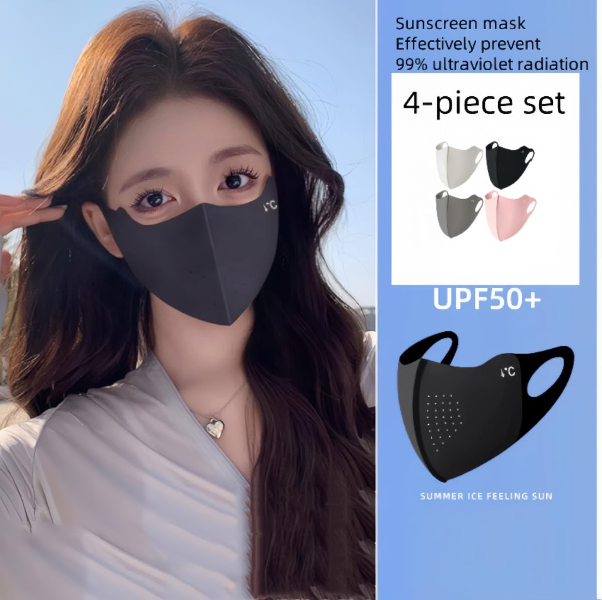 Maschera di protezione solare UV 4 pezzi, maschera di protezione solare, maschera di seta di ghiaccio, maschera per bicicletta, utilizzata per equitazione all'aperto sport, calda estate