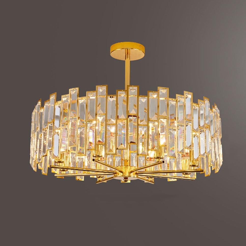 KXEcoLife E14 modern light luxury crystal lamp, simple living room chandelier, for bedroom dining fixtures,60CM