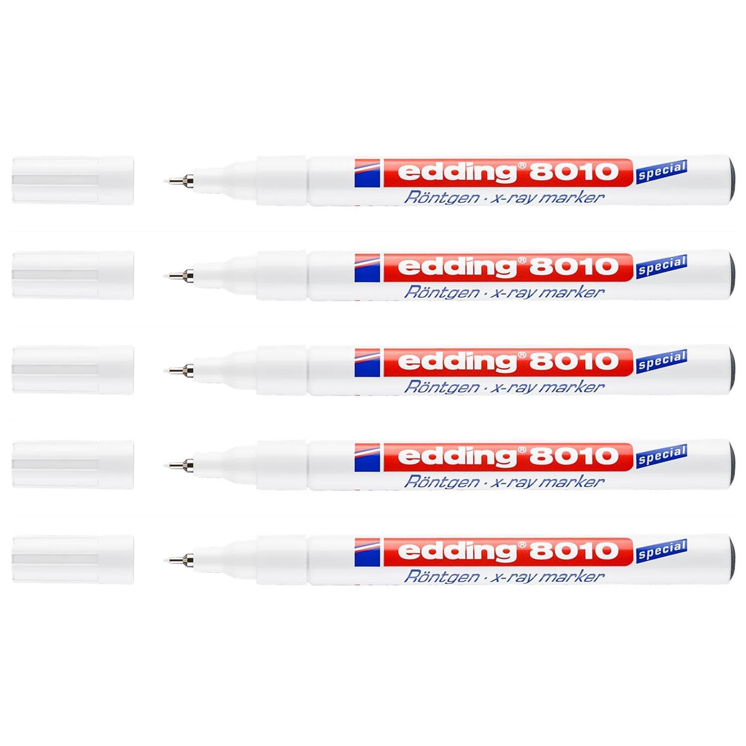Edding Radiologie-Marker 8010, feine Spitze, 0,8 mm, Weiß, 5 Stück
