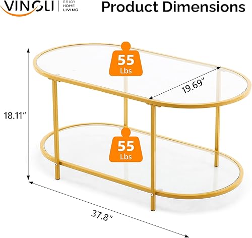 Miniatura 65 de VINGLI Mesa de centro de cristal, mesa de centro redonda de 30 pulgadas, mesas de centro negras para sala de estar, mesa auxiliar de vidrio Negro