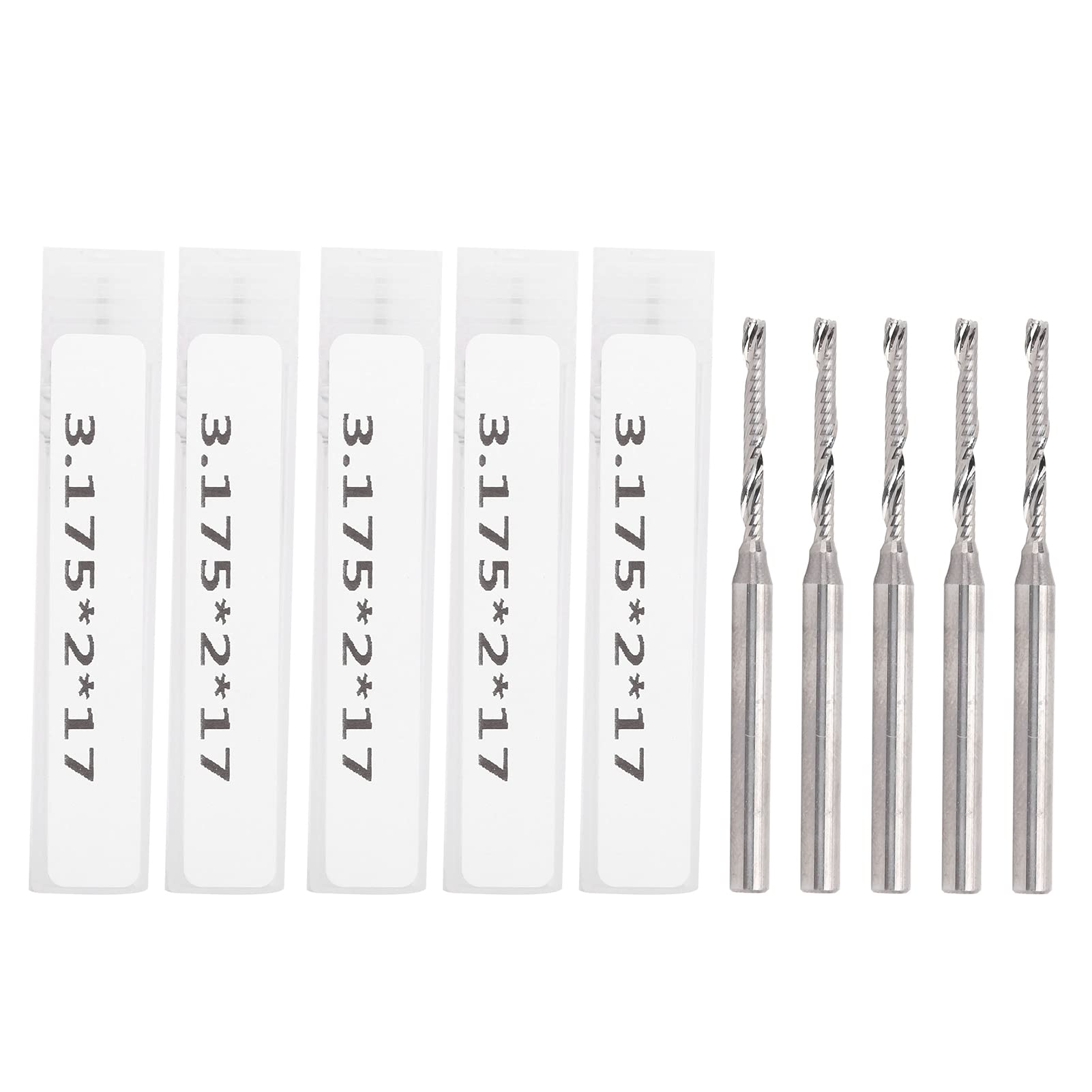 5 pezzi fresa a spirale professionale in acciaio al tungsteno a flauto singolo punte per router CNC 3.175x2x17mm fresa per incisione ad alta velocità per taglio di metalli