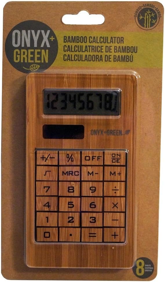 Onyx and Green Solar Powered 8 Digit Calculator made from Bamboo (4404)