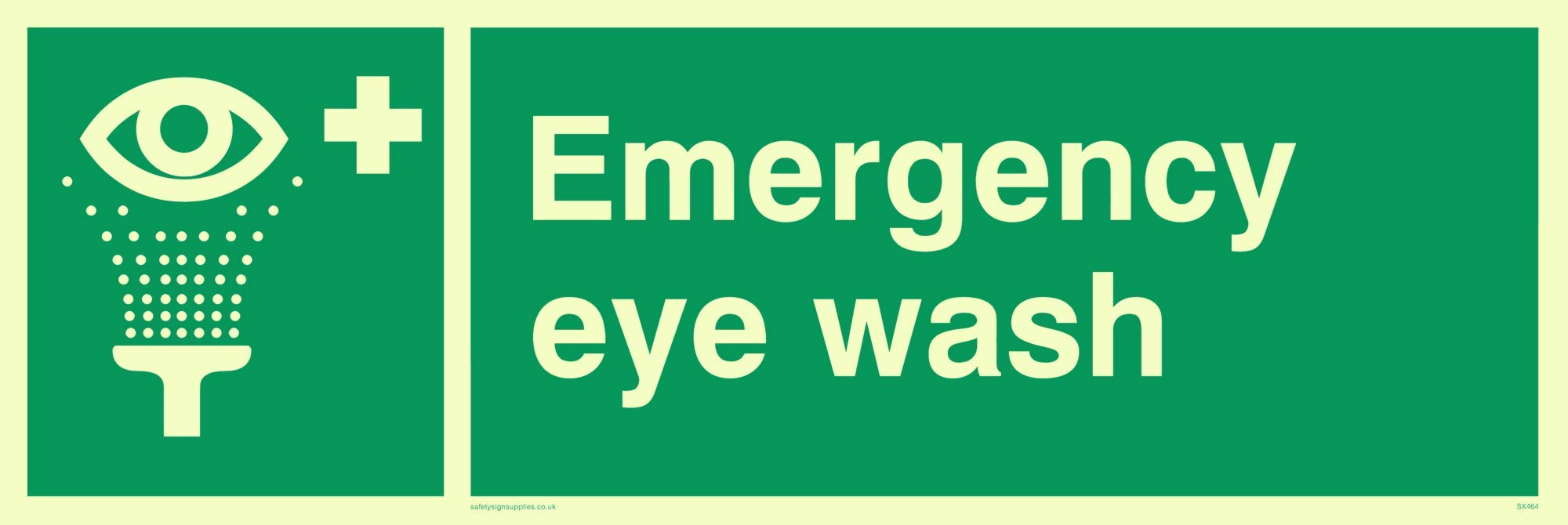 Viking Signs SX464-L31-PV "Emergency Eye Wash" Sign, Photoluminescent Sticker, 100 mm H x 300 mm W