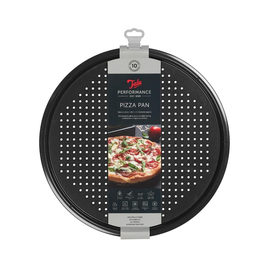 Tala Performance Crisper Pizza Tray, Professional Gauge Carbon Steel with Eclipse Premium Non-Stick Coating, Ideal for Tray Bakes, Measures 26 cm x 26 cm x 1.2 cm