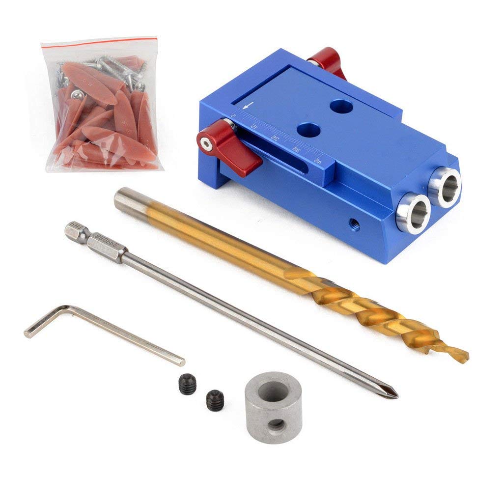 Mini borsa foro Jig + trapano + cacciavite + chiave per legno trapano, lavorazione del legno