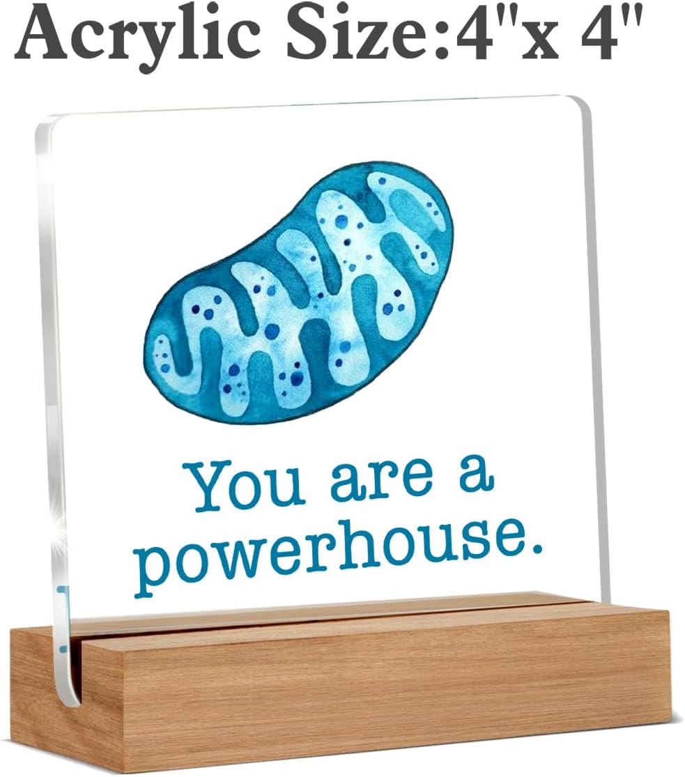 Biology Gifts for Women Men, Science Motivational Quote Sign, Acrylic Decorative Sign, 4 x 4 Inches