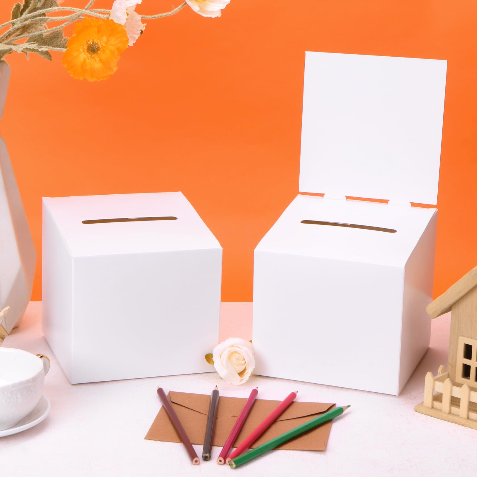 2 Boîtes De Suggestion/tombola En Carton Rouge – 16,5x11,4x11,4 Cm – Panneau Amovible, Pliable Sans Colle - 6