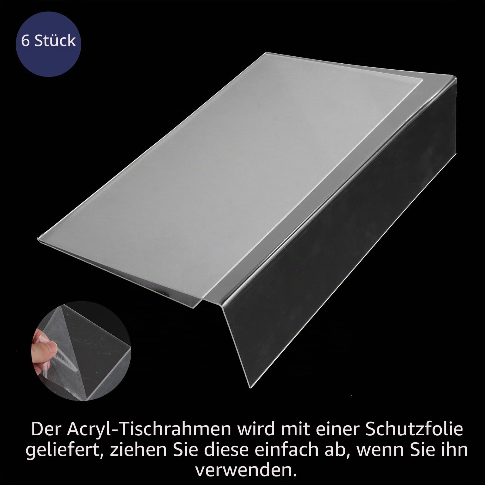 JMIATRY 6 Stück Acryl Aufsteller Din A4 Tischaufsteller Schräg, L Ständer Acryl Tischaufsteller A4 Aufsteller für Thekenaufsteller, Restaurant, Büro, Werbeaufsteller, Shop