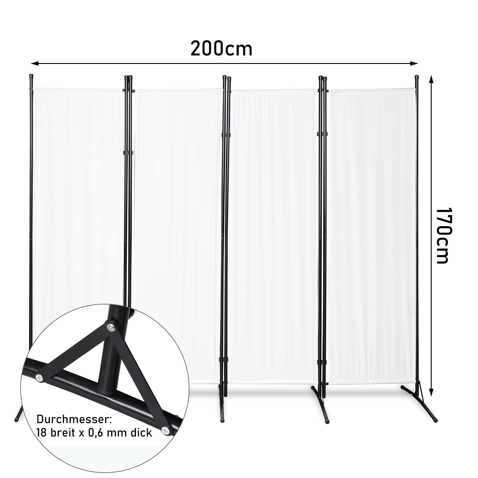 Paravent séparateur de pièce - 180 x 180 cm - Blanc