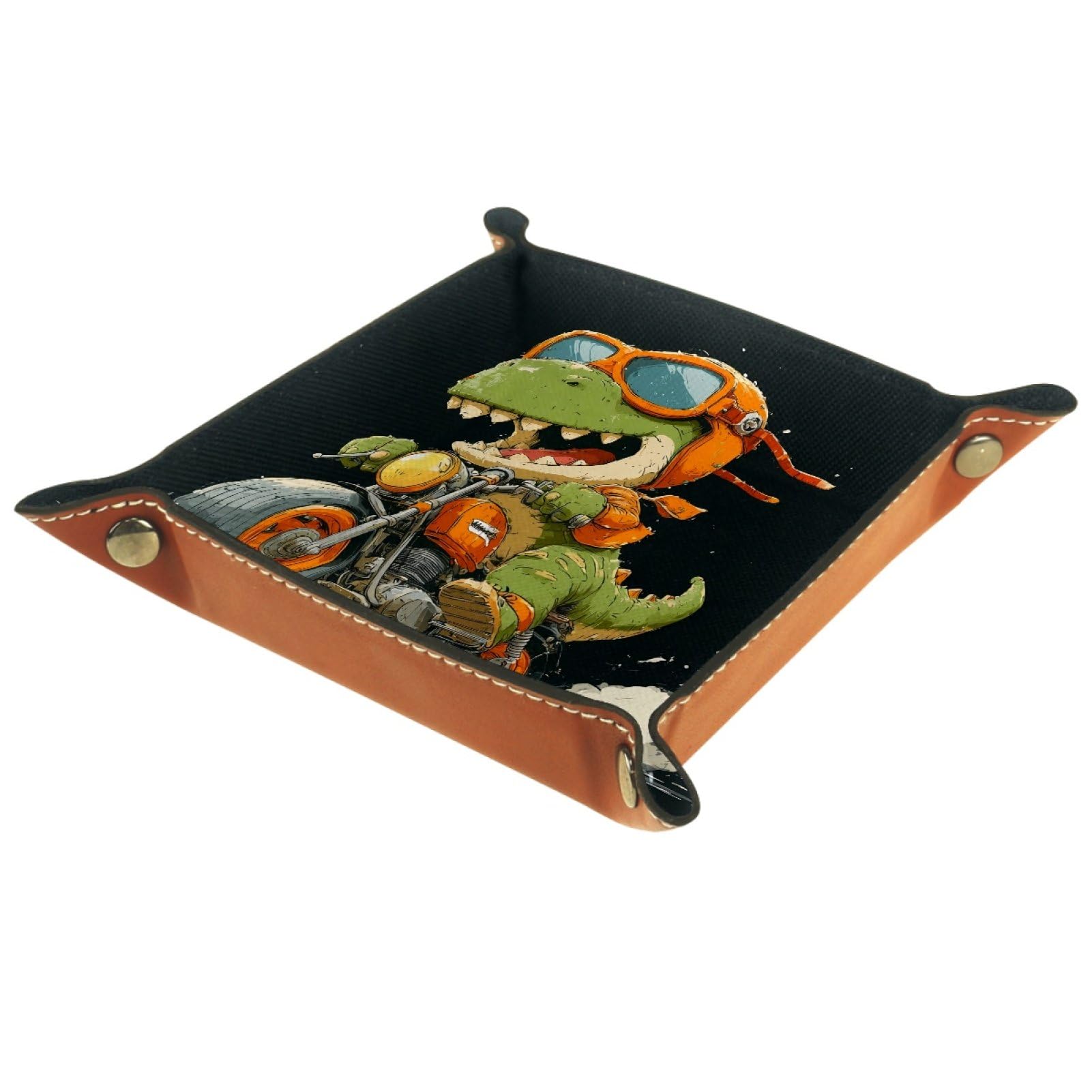 VAPOKF Dinosaur Dice Tray, Folding Microfiber Leather Dice Holder for Dungeons and Dragons RPG Dice Gaming D&D and Other Table Games