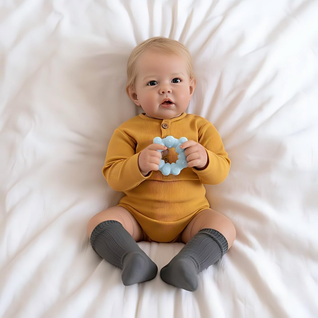 Pinky Reborn Full Body Vinyl Reborn Baby Dolls Realistic 20 Inch 50 cm Boy Soft Real Life Looking Baby Dolls with Hair Babies Anatomically Correct for Kid 3+