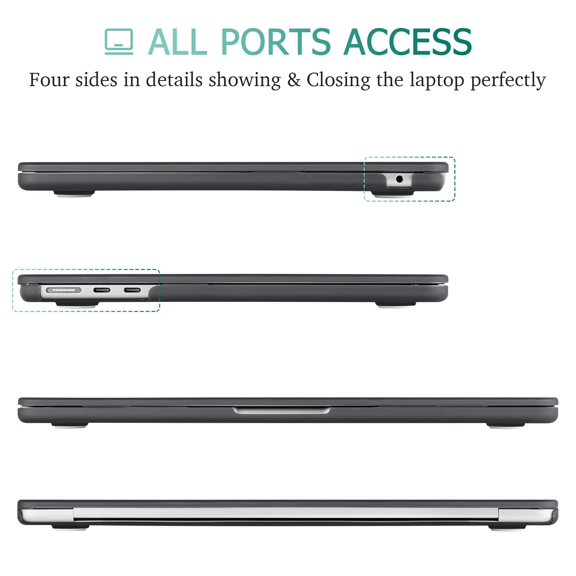 May Chen for M4 MacBook Air 13.6 inch Case 2025 2024 2023 2022 Release A3240 M3 A3113 M2 A2681, Plastic Hard Shell Case for MacBook Air 13.6" with Retina Display Fits Touch ID, Matte Black