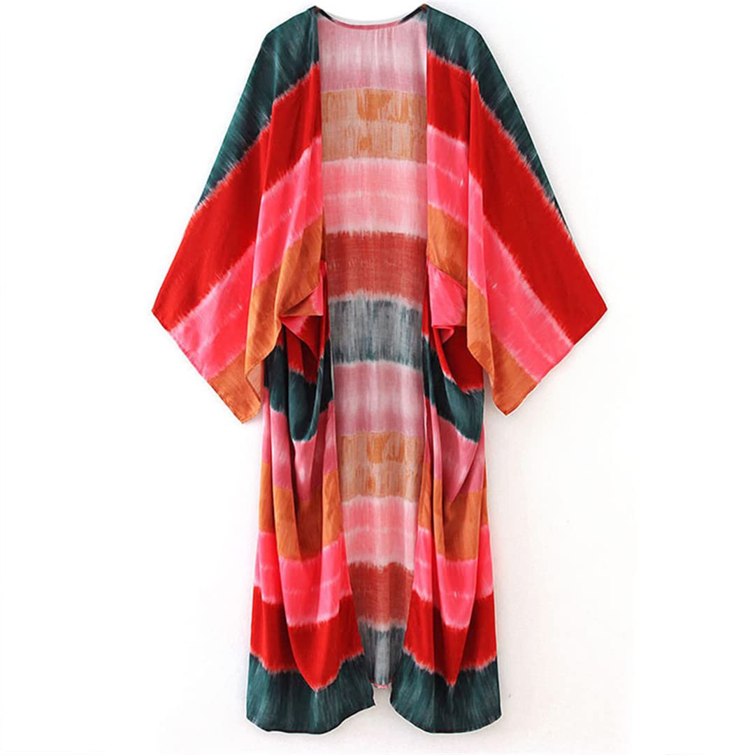 Dninmim Traje de baño vintage con manga de murciélago para mujer, estilo kimono, Como se muestra en la imagen, XXL