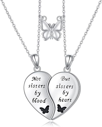 Collar de plata de ley 925 con inscripción Always My Sister-Daughter-Mother Forever My Friend, con forma de corazón, para mujer, para regalar a