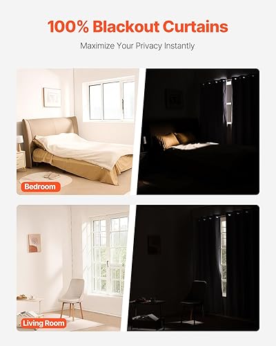 Miniatura 2 de VEVOR Cortinas opacas, juego de 2 paneles de 84 pulgadas de largo, 52 pulgadas de ancho cada uno, cortinas de bloqueo de luz 100% opacas con