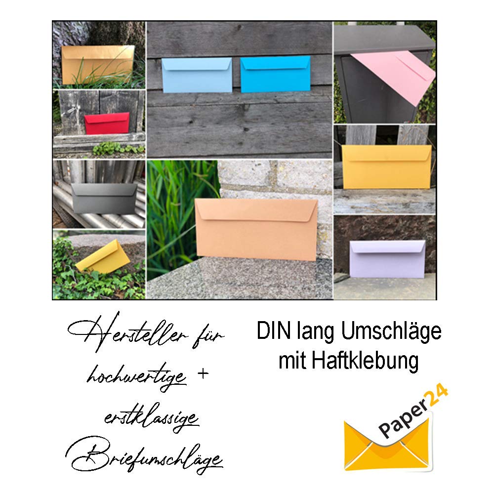 Buste DIN lunghe, 110 x 220 mm, 120 g, linguetta dritta con adesivo, ideali per compleanno, Natale, 200 x 60 cm, trasparenti