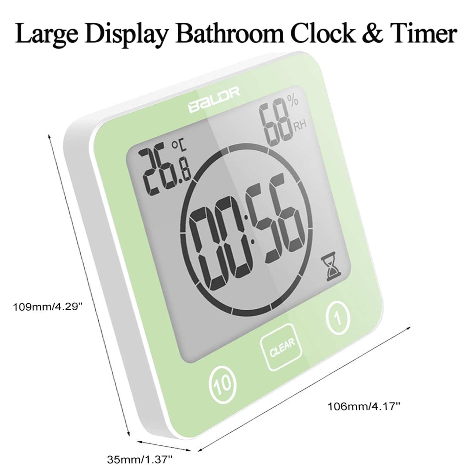 Waterproof Bathroom Wall Clock Shower Timer, Digital Large Visual Countdown Alarm Clock with Temperature Humidity - Image 4