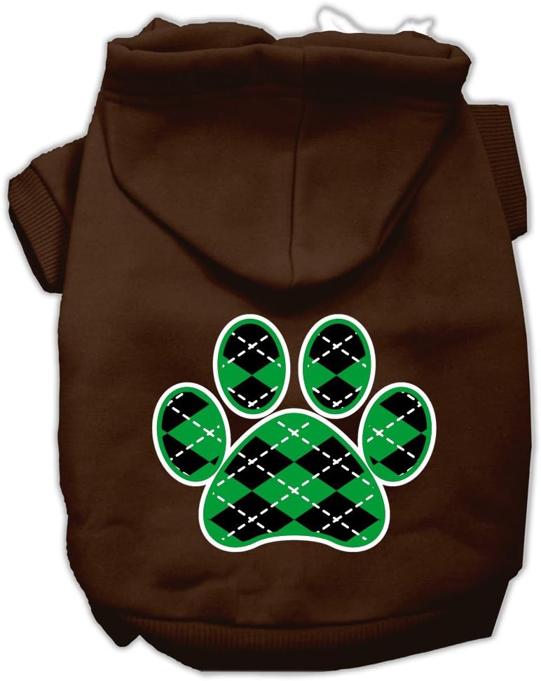 Mirage Pet Products 14" Argyle Paw Green Screen Print Pet Hoodie, Large, Purple