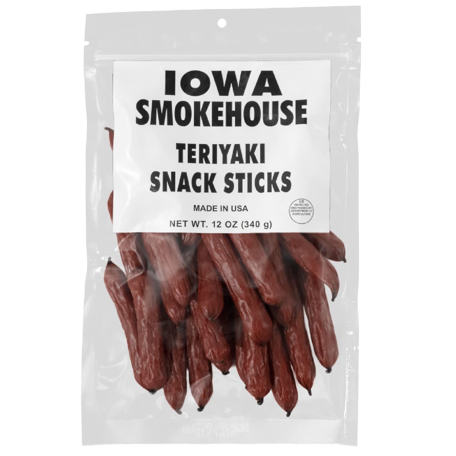 IOWA SMOKEHOUSE Snack Sticks, Teriyaki - Smokey Snack Stick - Gluten Free - Resealable Bag & Ready to Eat, Made with all USA Beef & Pork - 12 oz