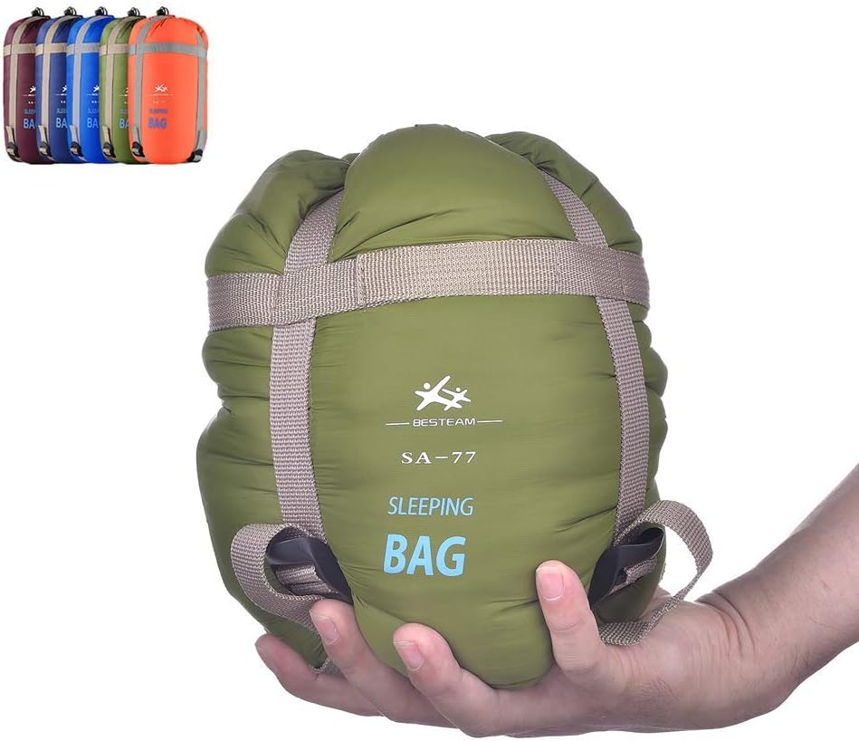 Warm Weather Sleeping Bag - Portable Waterproof Compact Lightweight, Packable for Kids, Teens Adults Camping Backpacking Hiking, Spring Summer Fall