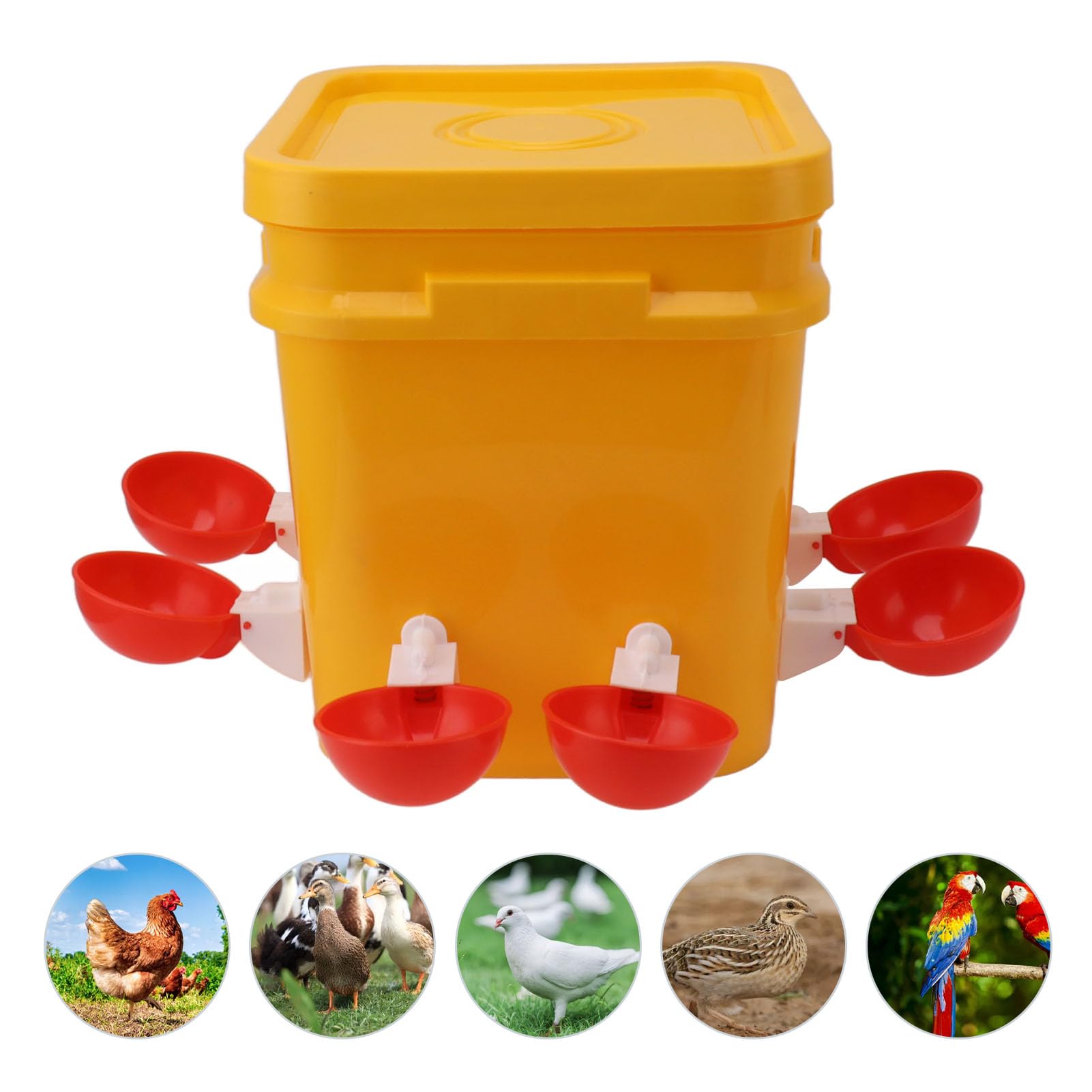 Generic Bebedero Automático para Pollos con Barril de Mano de 12 L, Herramienta Duradera para Beber Aves de Corral para Patos, Gansos y Codornices, 11,1 X 9,6 X 9,6 Pulgadas, Blanco (Cubo + Tazón