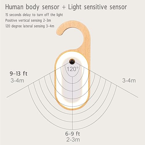 Miniatura 5 de Luz nocturna colgante a pilas con gancho sensor de movimiento, luz de inodoro, mini luces LED inalámbricas portátiles para armario, lámpara