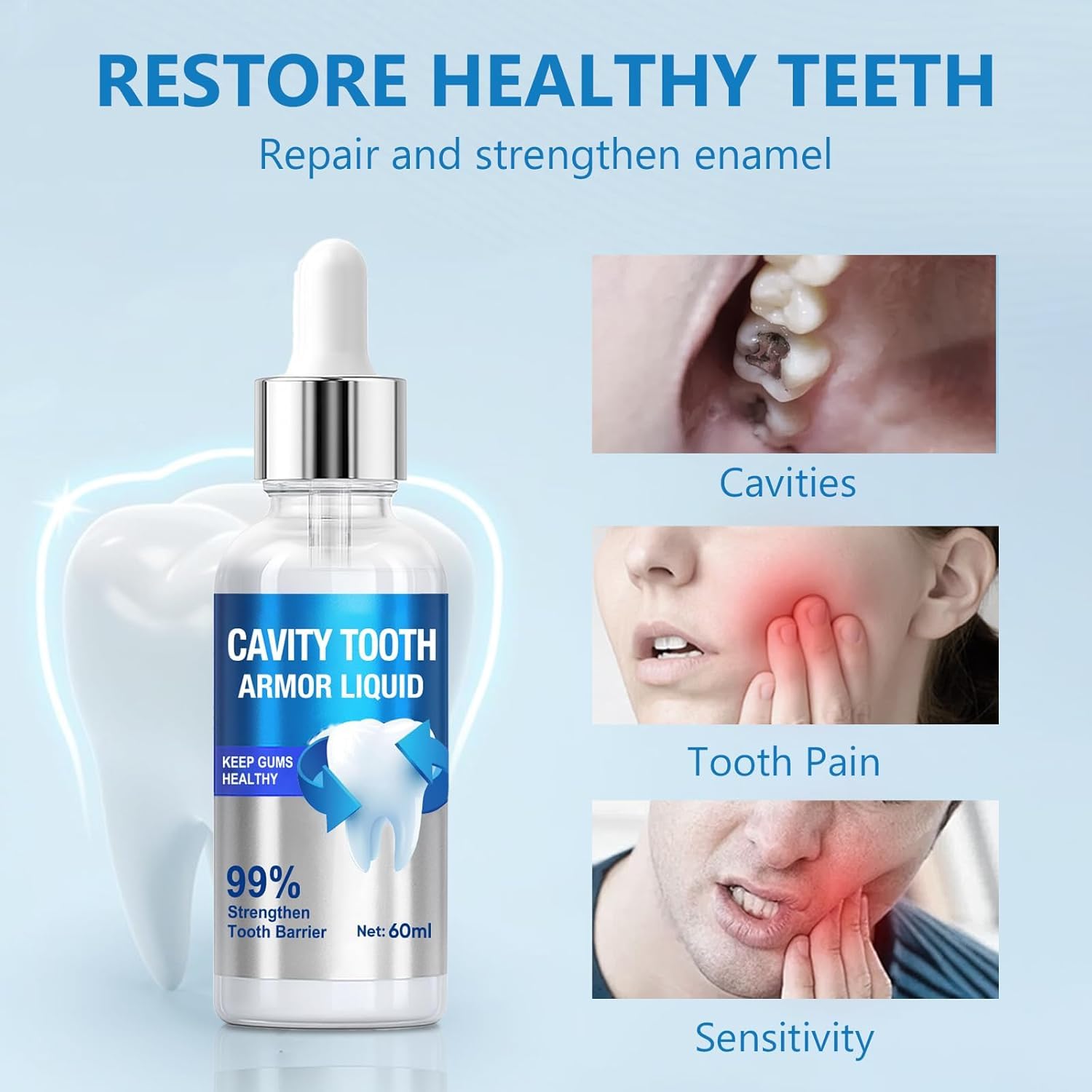 Cavity Healing Tooth Armor Liquid - Advanced Enamel Repair & Nano Hydroxyapatite Remineralization Drops for Sensitive Teeth - Supports Gum Health & Cavity Reversal — view 5